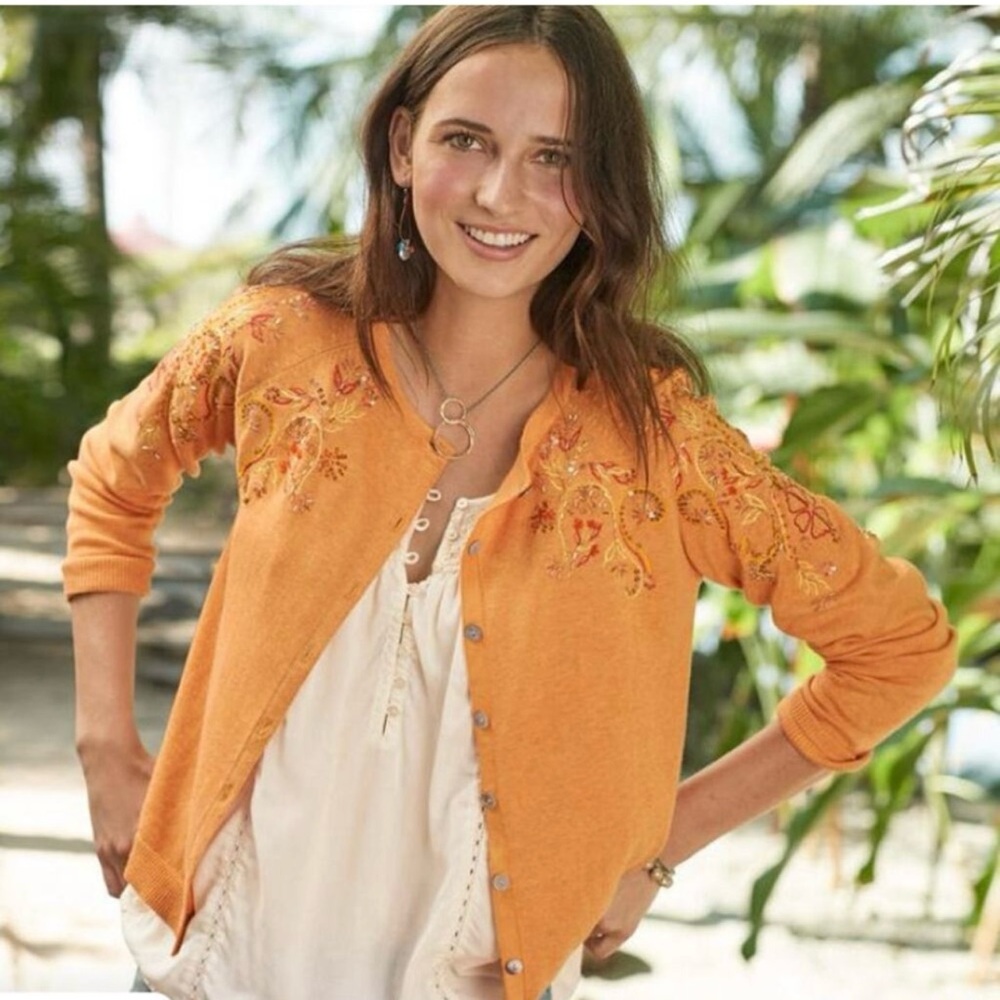 Sundance Orange Embroidered Cardigan